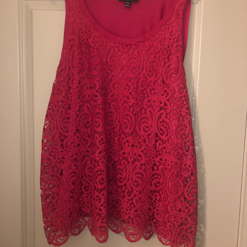 Burgundy/dark pink  Lace Tank Top